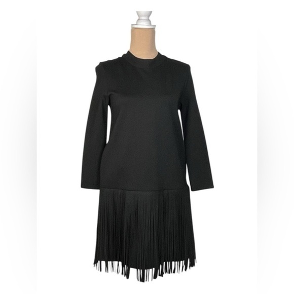 GIRL KAIYL ~ Black Fringed‎ Dress ~ Small - Picture 1 of 7